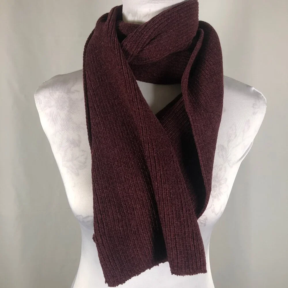 Vintage Merlot Ribbed Knit Scarf – Made in Taiwan R.O.C.